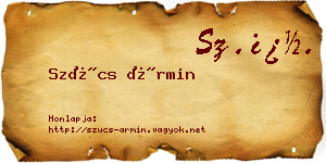 Szűcs Ármin névjegykártya