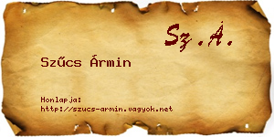 Szűcs Ármin névjegykártya